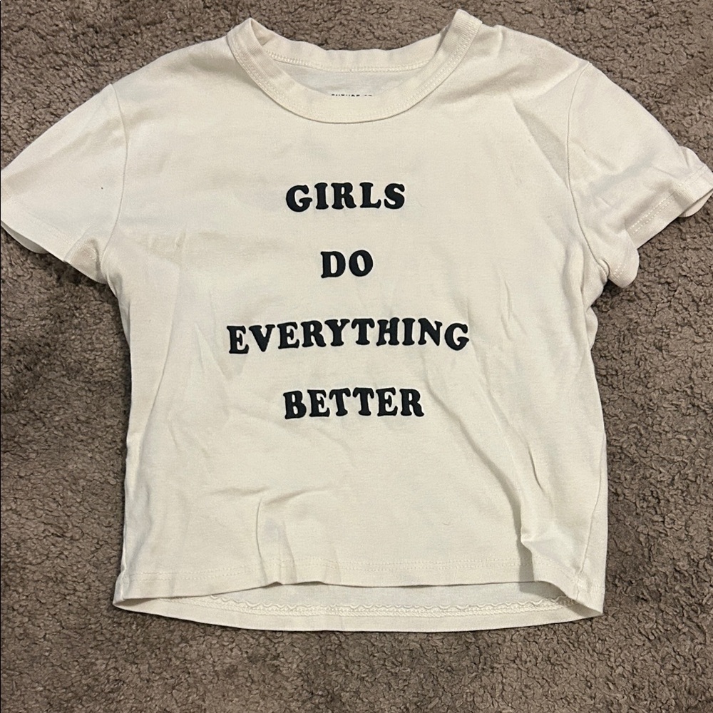 Empowering Cream Graphic Crop Top